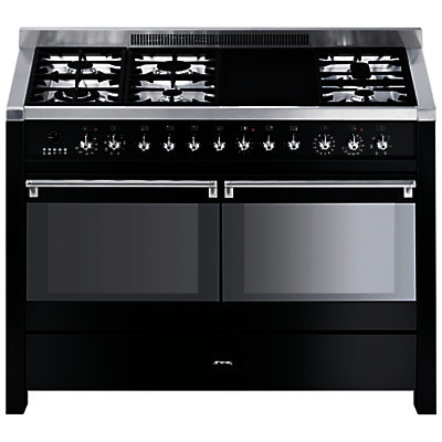 Smeg A4-BL-8 Dual Fuel Range Cooker, Gloss Black Smeg A4-BL-8 Dual Fuel Range Cooker, Gloss Black